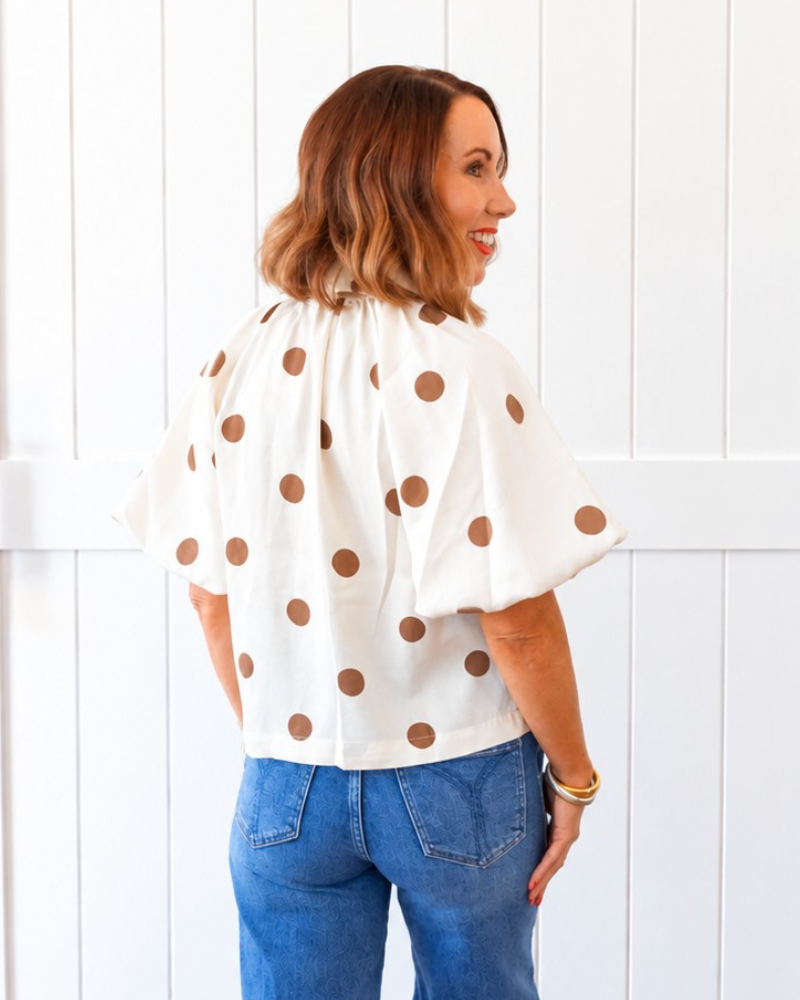 Cream Cropped Button Up Top