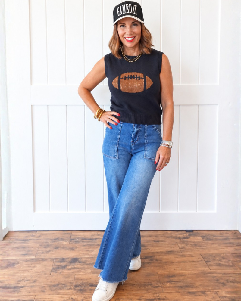 Navy Football Sweater Tank