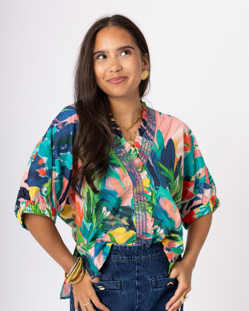 Coral Combo Blouse