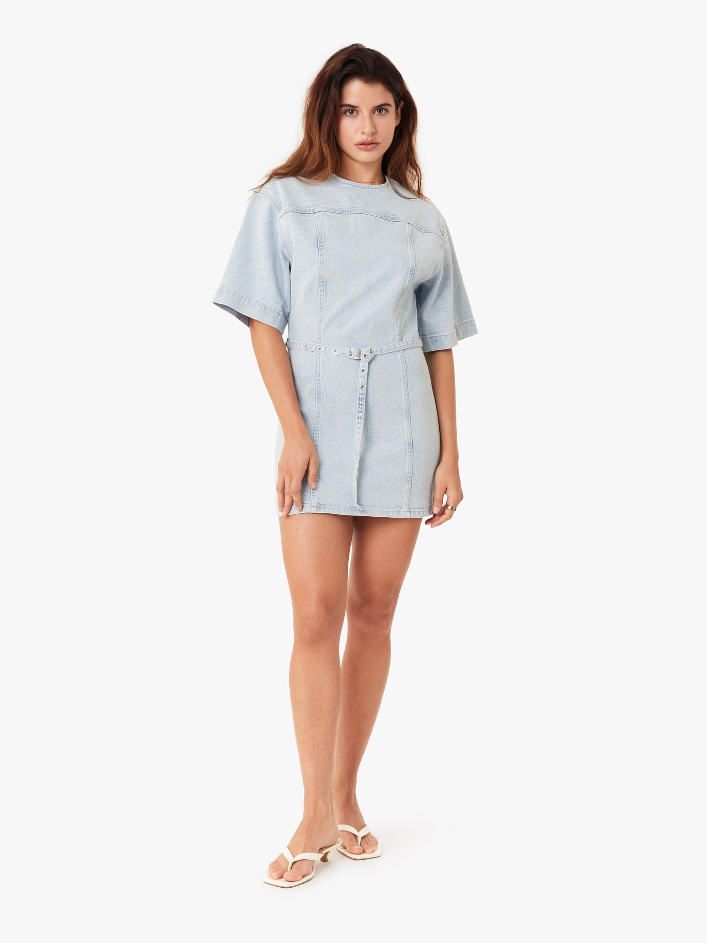 Short Sleeve Belted Mini Dress