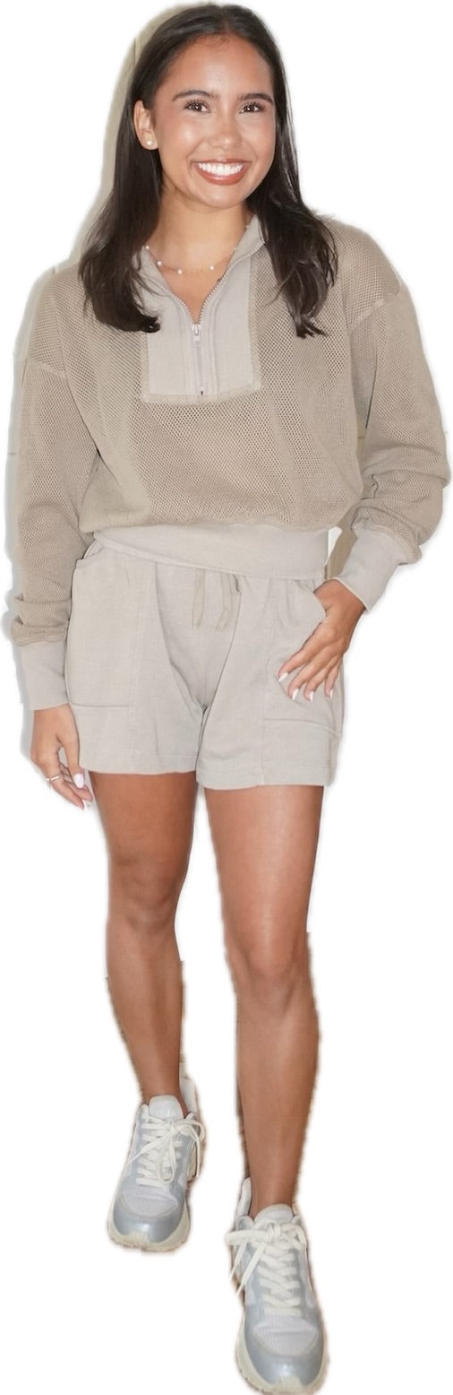 Cream/Mocha French Terry Short Set