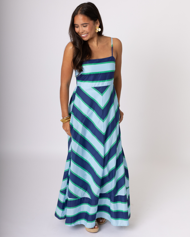 Navy Long Pattern Dress