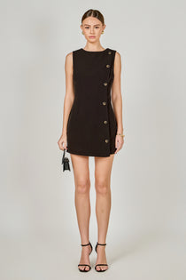 Black Buttoned Mini Dress