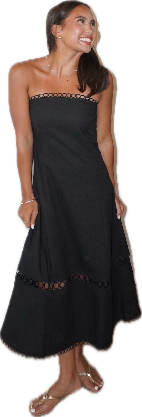 Black Linen Strapless Dress