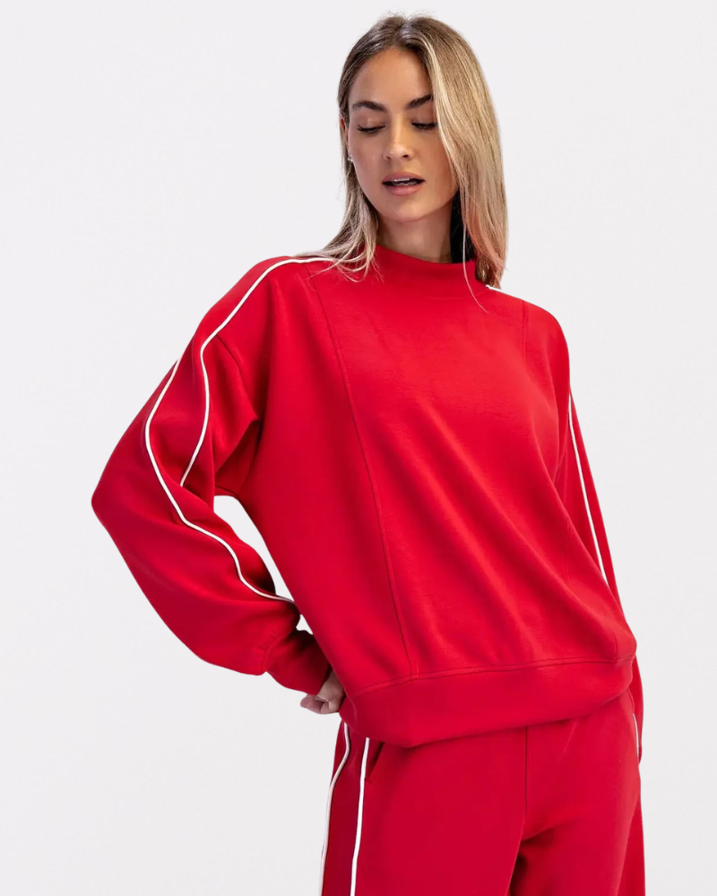 Red Scuba Piping Top