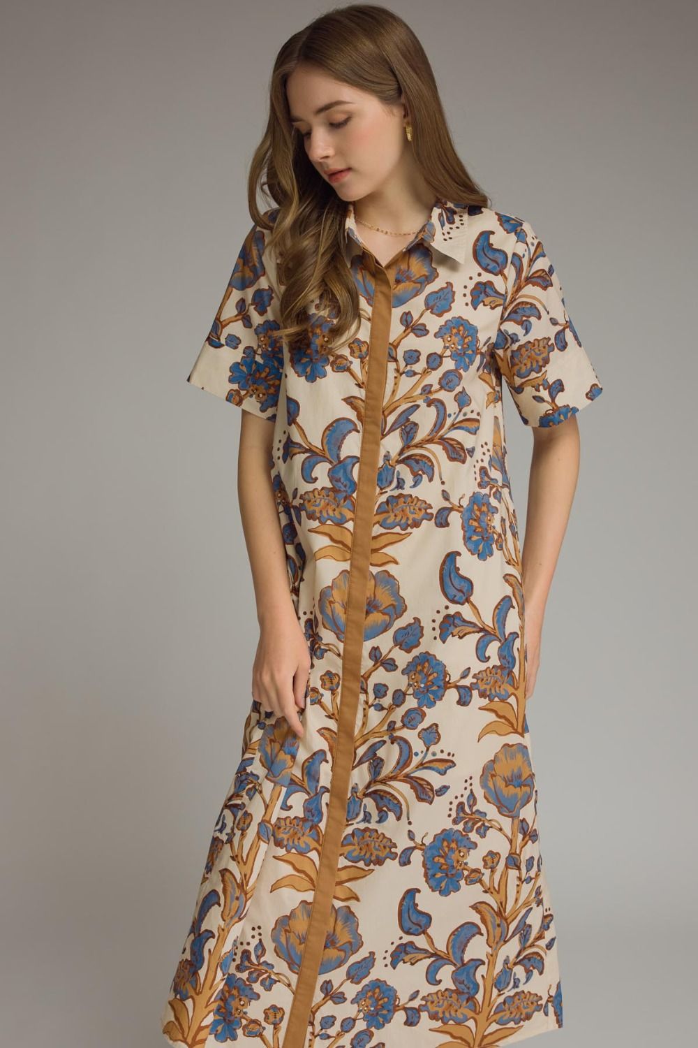 Cream Floral Print Maxi Dress