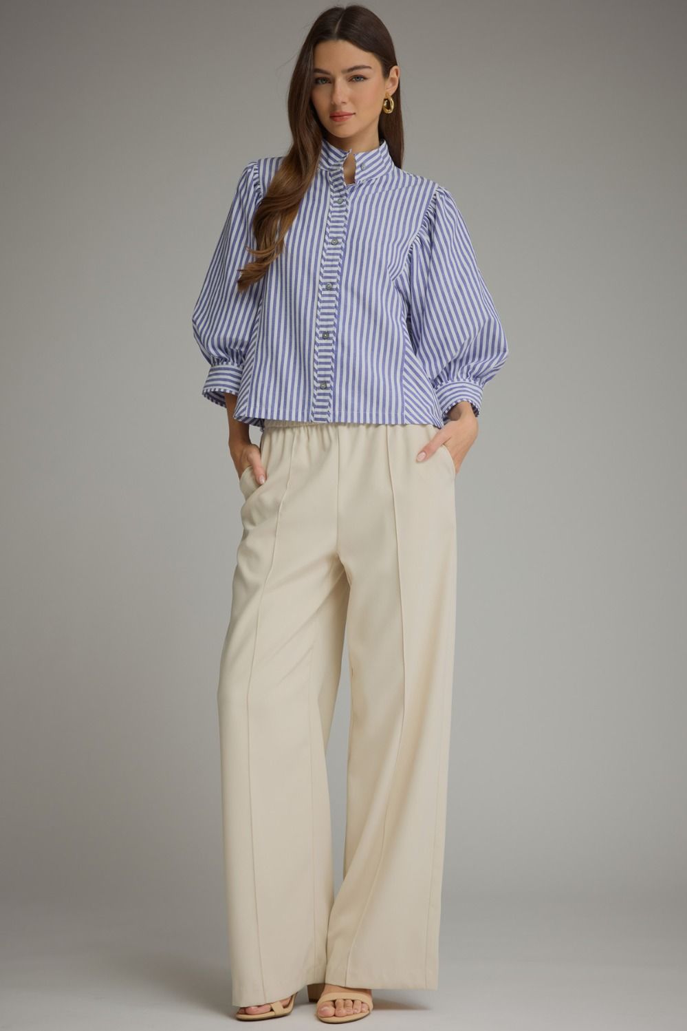 Navy/White Striped Top