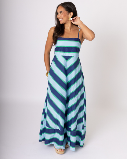 Navy Long Pattern Dress