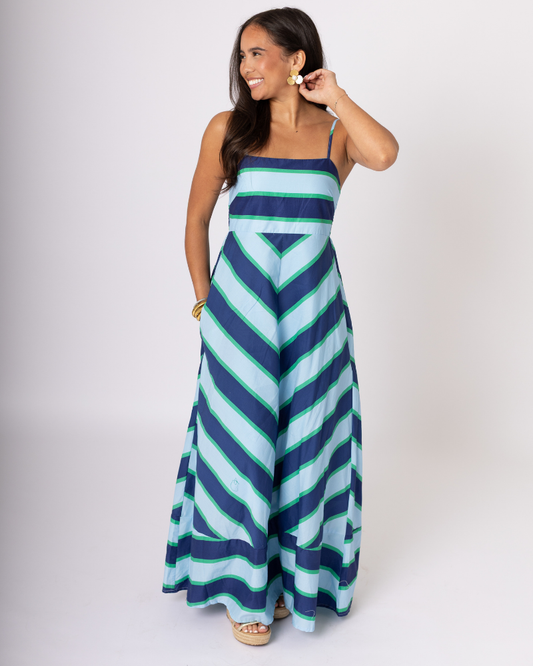 Navy Long Pattern Dress