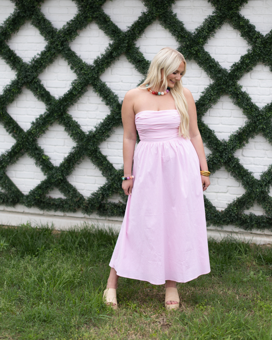 Pink Strapless Maxi Dress