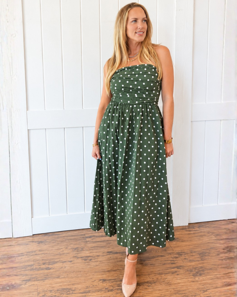 Olive Polka Dot Maxi Dress