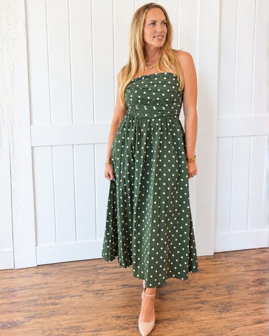 Olive Polka Dot Maxi Dress
