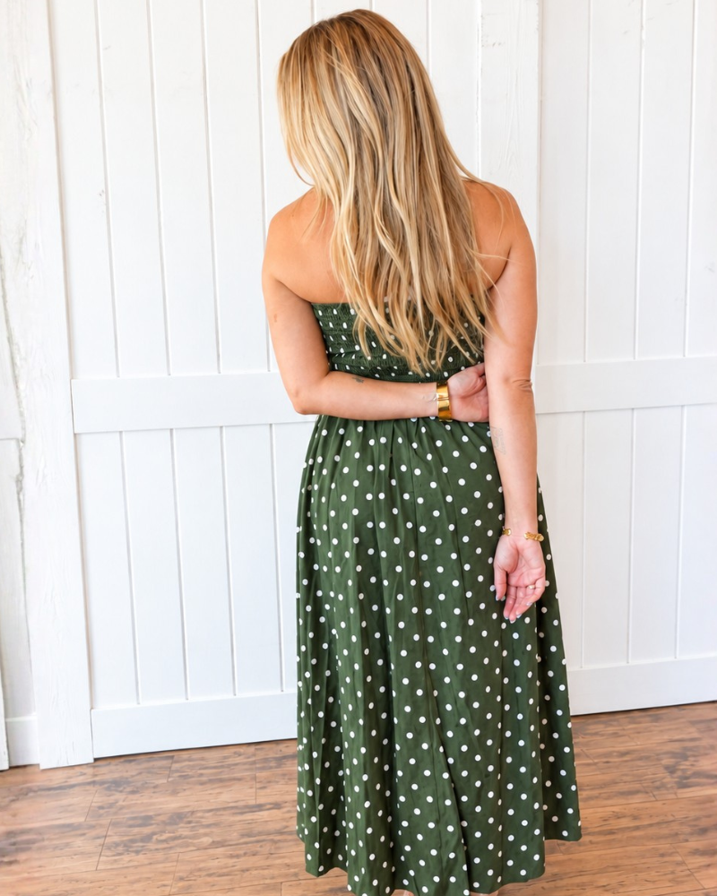 Olive Polka Dot Maxi Dress
