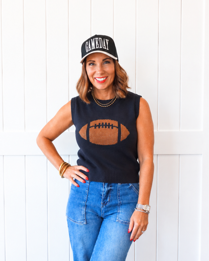 Navy Football Sweater Tank