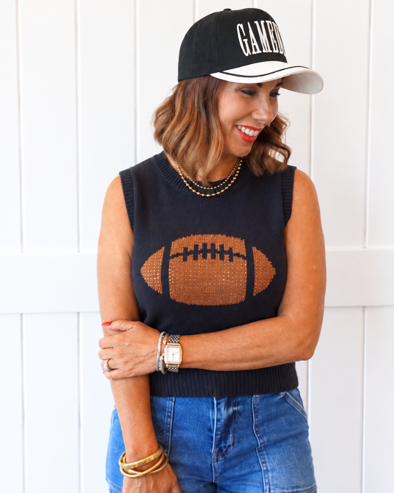 Navy Football Sweater Tank