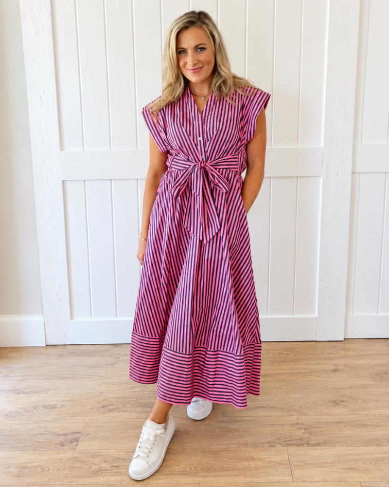 Pink/Blue Midi Dress