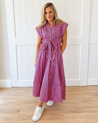 Pink/Blue Midi Dress