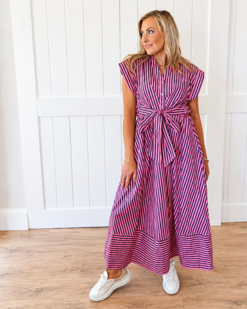 Pink/Blue Midi Dress