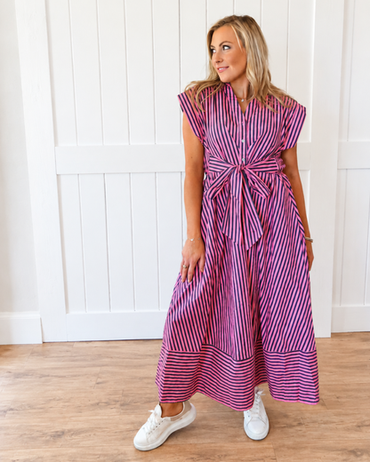 Pink/Blue Midi Dress