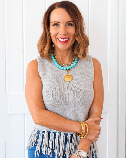 Grey Fringe Sweater Vest