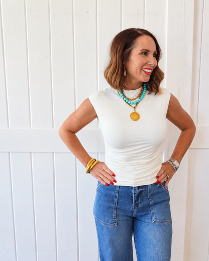 Ivory Mock Neck Top