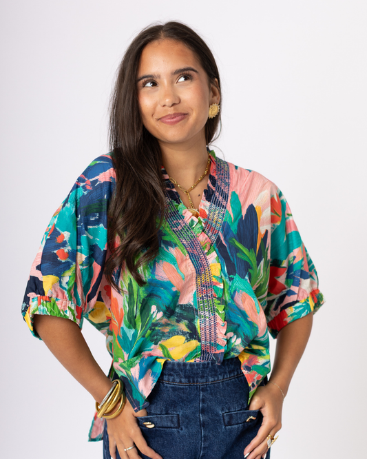 Coral Combo Blouse