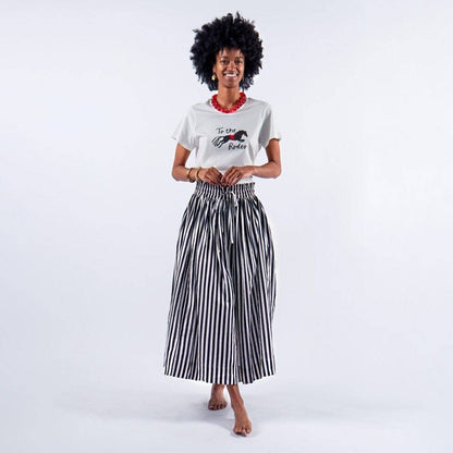 Black and White Striped Skirt