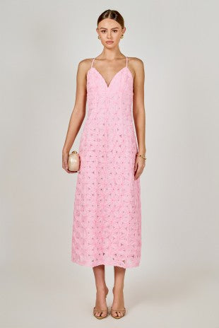 Pink Lace Maxi Dress