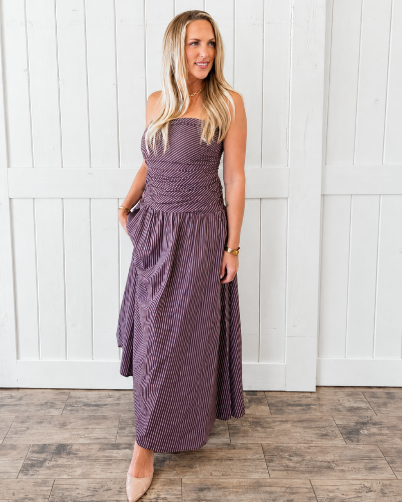 Brown Striped Maxi Dress