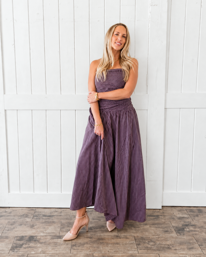 Brown Striped Maxi Dress