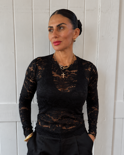 Black Long Sleeve Lace Top