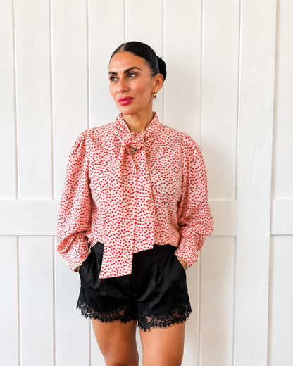Red Polka Dot Bow Tie Shirt