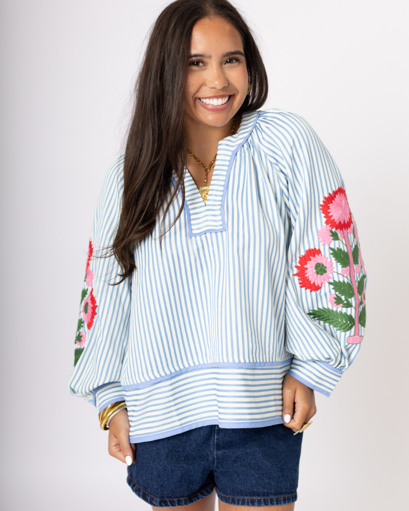 Blue and White Striped Shirt