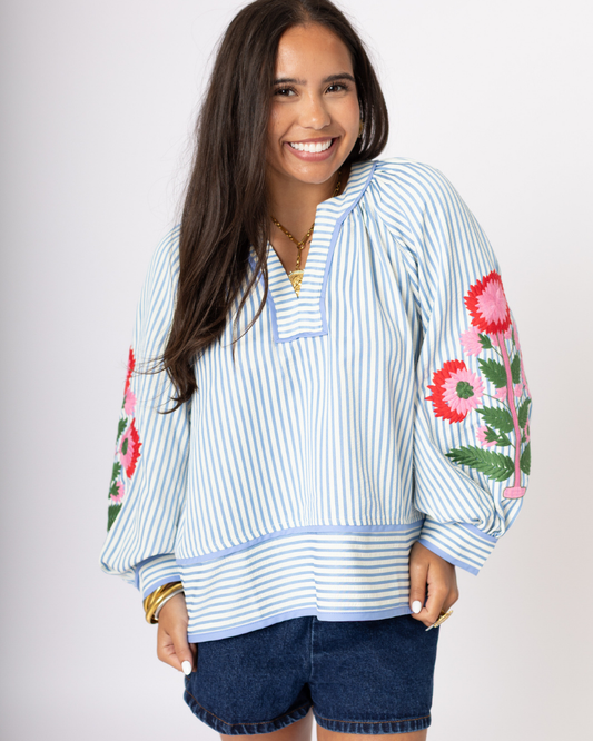 Blue and White Striped Shirt