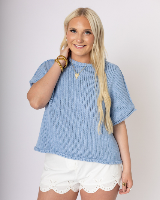 Short Sleeve Light Blue Entro Sweater