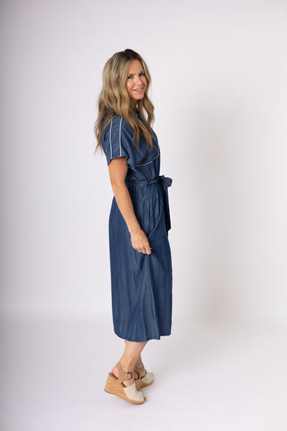 Denim Button Up Midi Dress