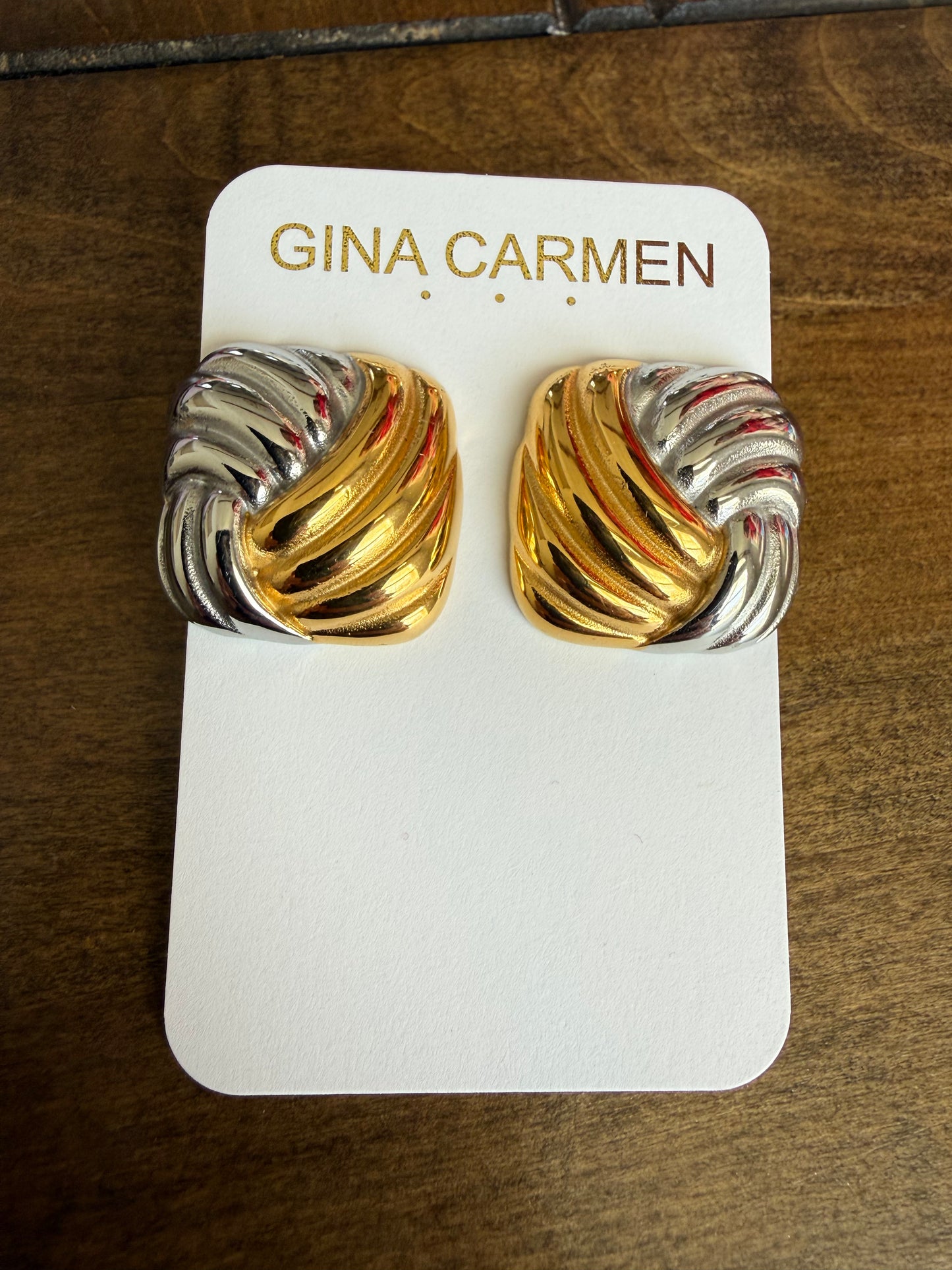 Mixed Metal Square Earrings