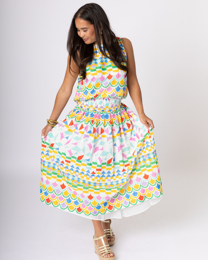 Geometric Print A-Line Skirt
