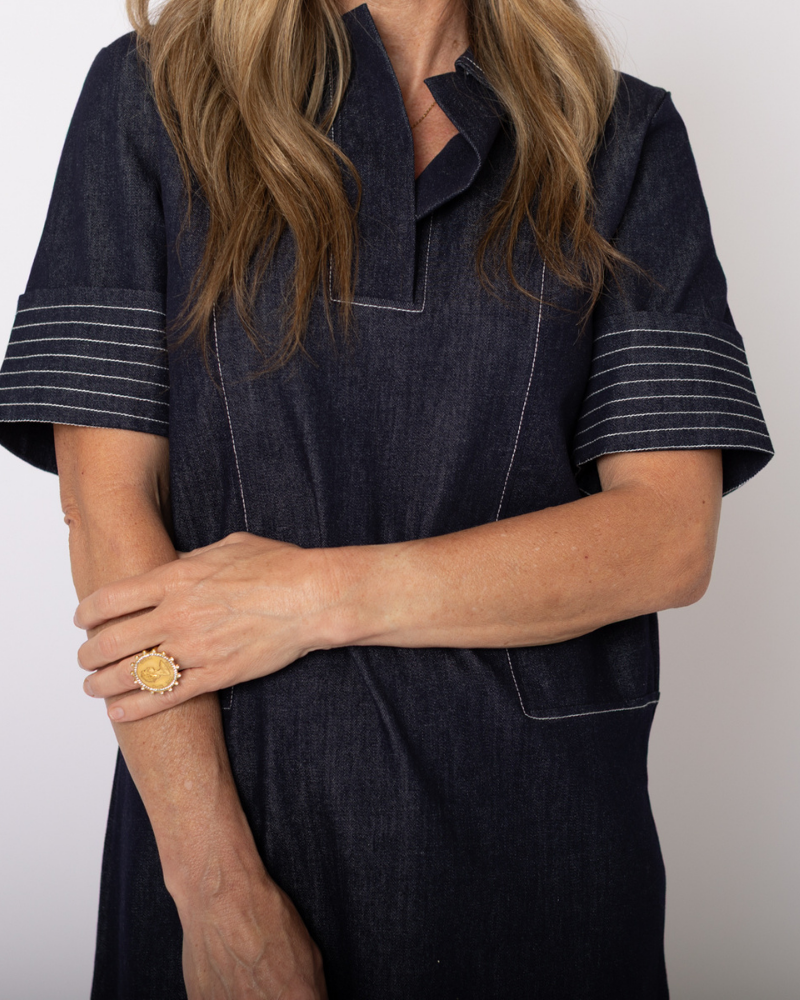 Dark Denim Collared Dress
