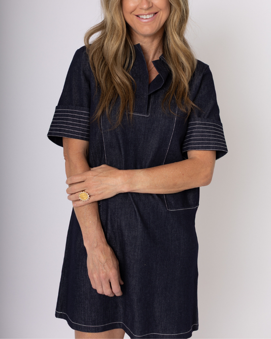 Dark Denim Collared Dress