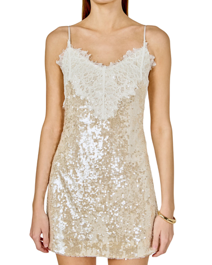 Sequin Lace Mini Dress