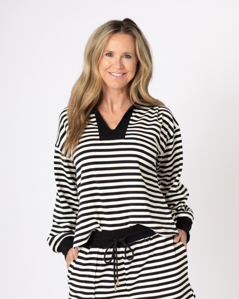 Black Striped Short Set