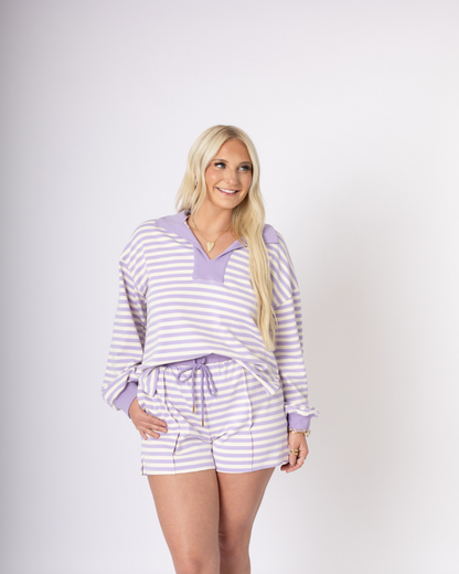 Lavender Striped Short Set