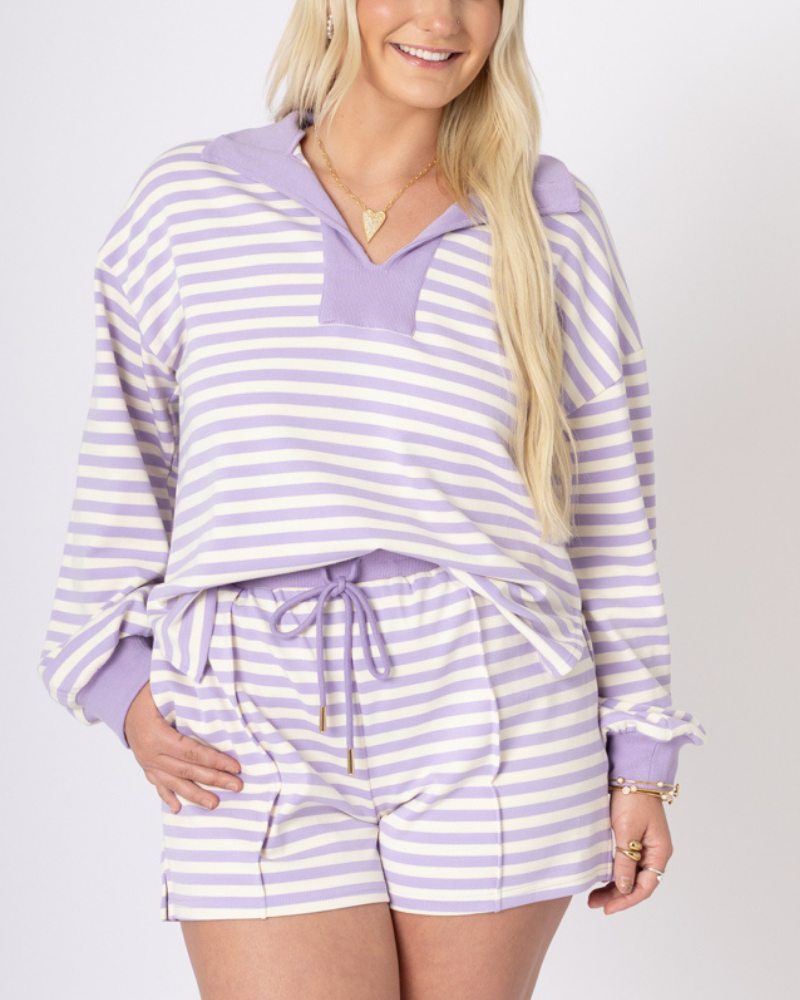 Lavender Striped Short Set