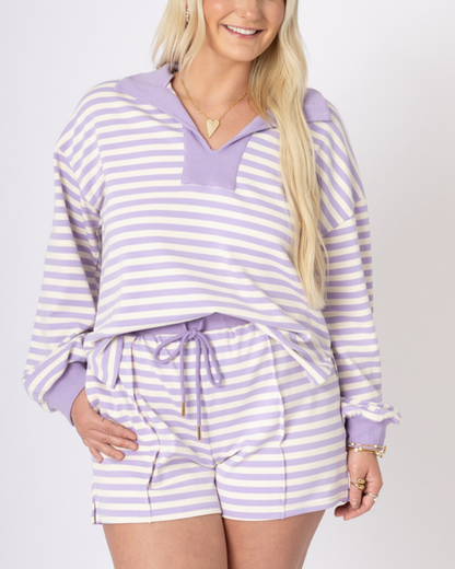 Lavender Striped Short Set