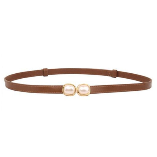 Brown Pearl Buckle Belt