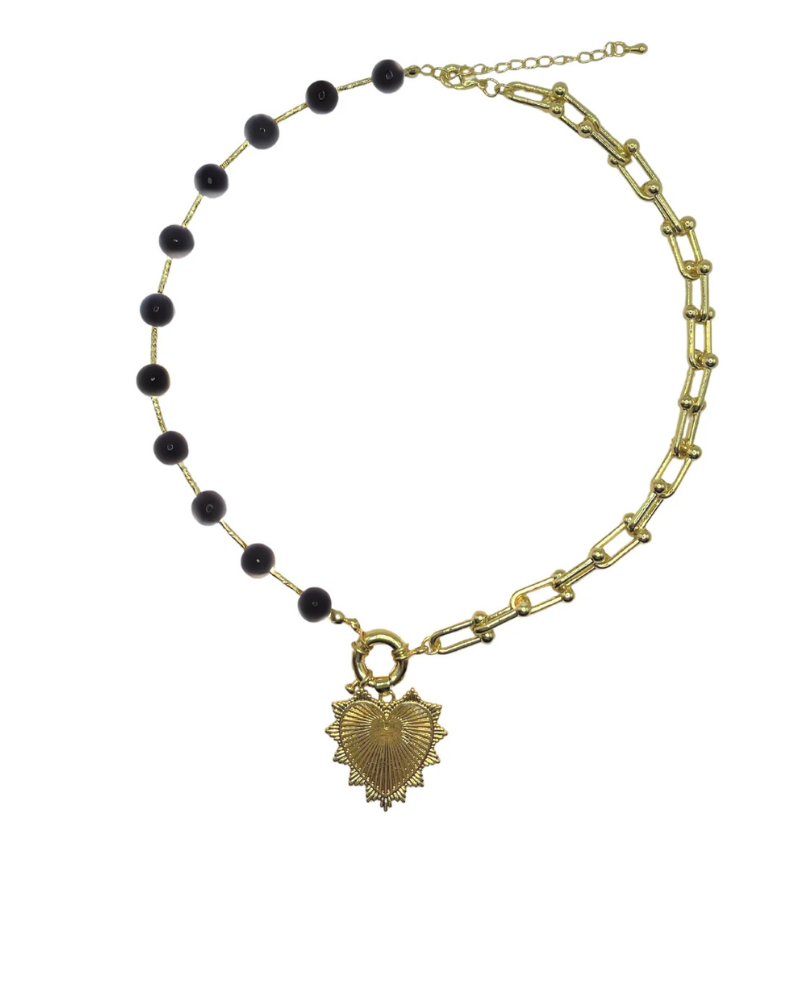 Intricate Black Heart Necklace