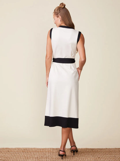Black/White Color Block Tie Dress