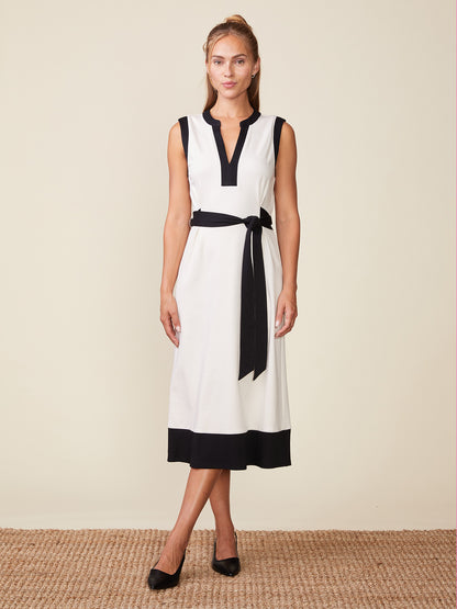 Black/White Color Block Tie Dress