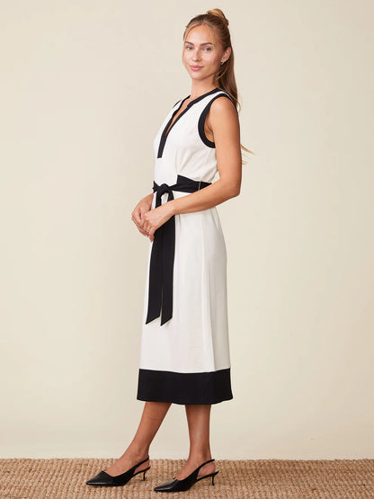 Black/White Color Block Tie Dress
